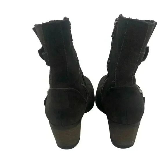 Born Dark Brown Suede Buckled Distressed Booties Women's Size 6.5 - Picture 5 of 13